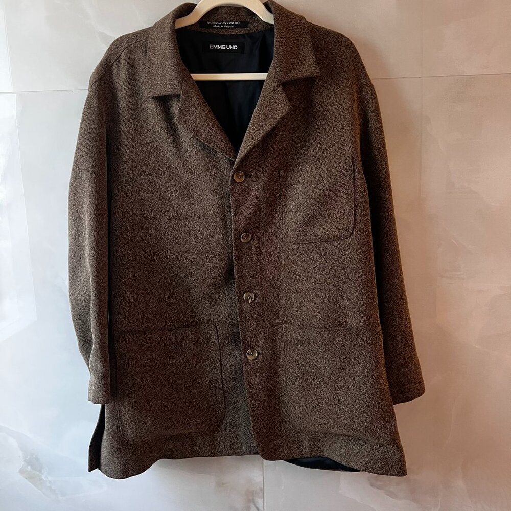 Emme Uno Shirt Mens XL Button Down Textured Knit Casual Designer Style Overshirt